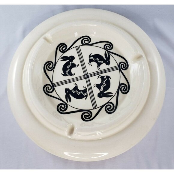 Native American Acoma Pottery Aragon Rabbit Sun Ashtray New Mexico - Picture 4 of 7